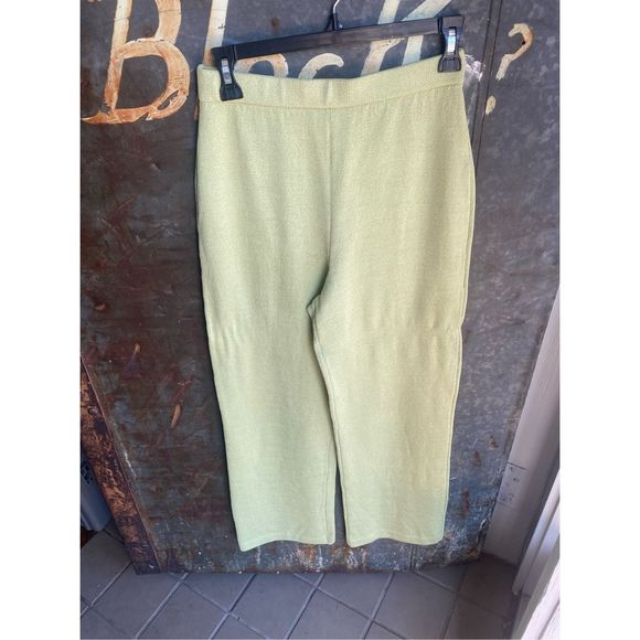 St. John Light Green Knit Wide Leg Pants Size 4 - Picture 9 of 10